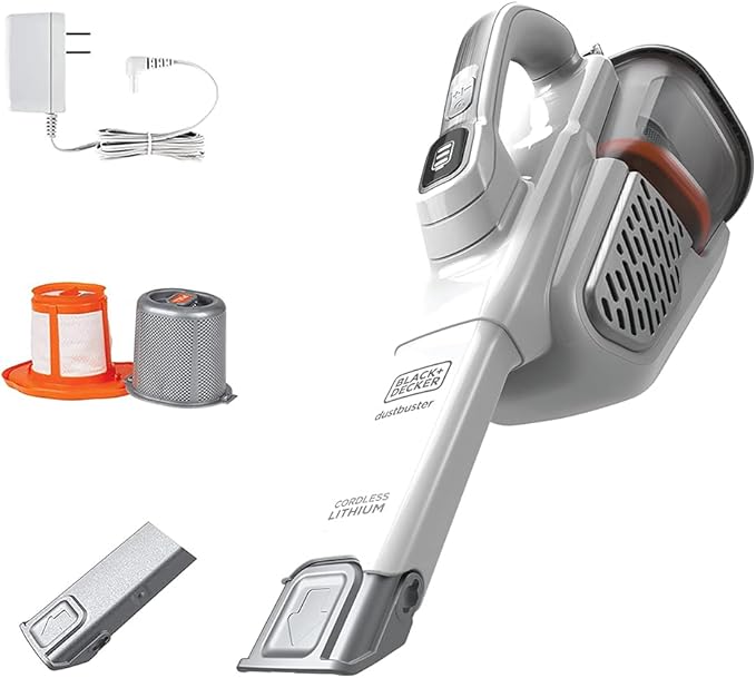 BLACK+DECKER Dustbuster Handheld Vacuum, Cordless, AdvancedClean+, White (HHVK320J10)